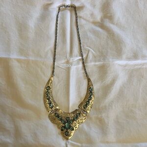 Elegant Silver and Blue Statement Necklace